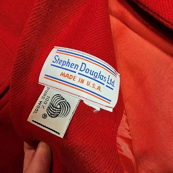 Stephen Douglas womens red blazer 100% new wool anchor design buttons holiday - Picture 8 of 8